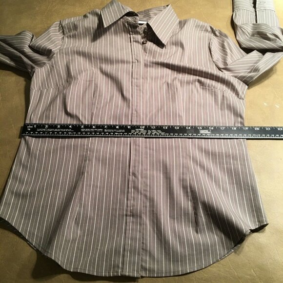 NEW YORK & COMPANY STRETCH “The Madison” Fitted Blouse, BEIGE STRIPE, Size L - Picture 5 of 8